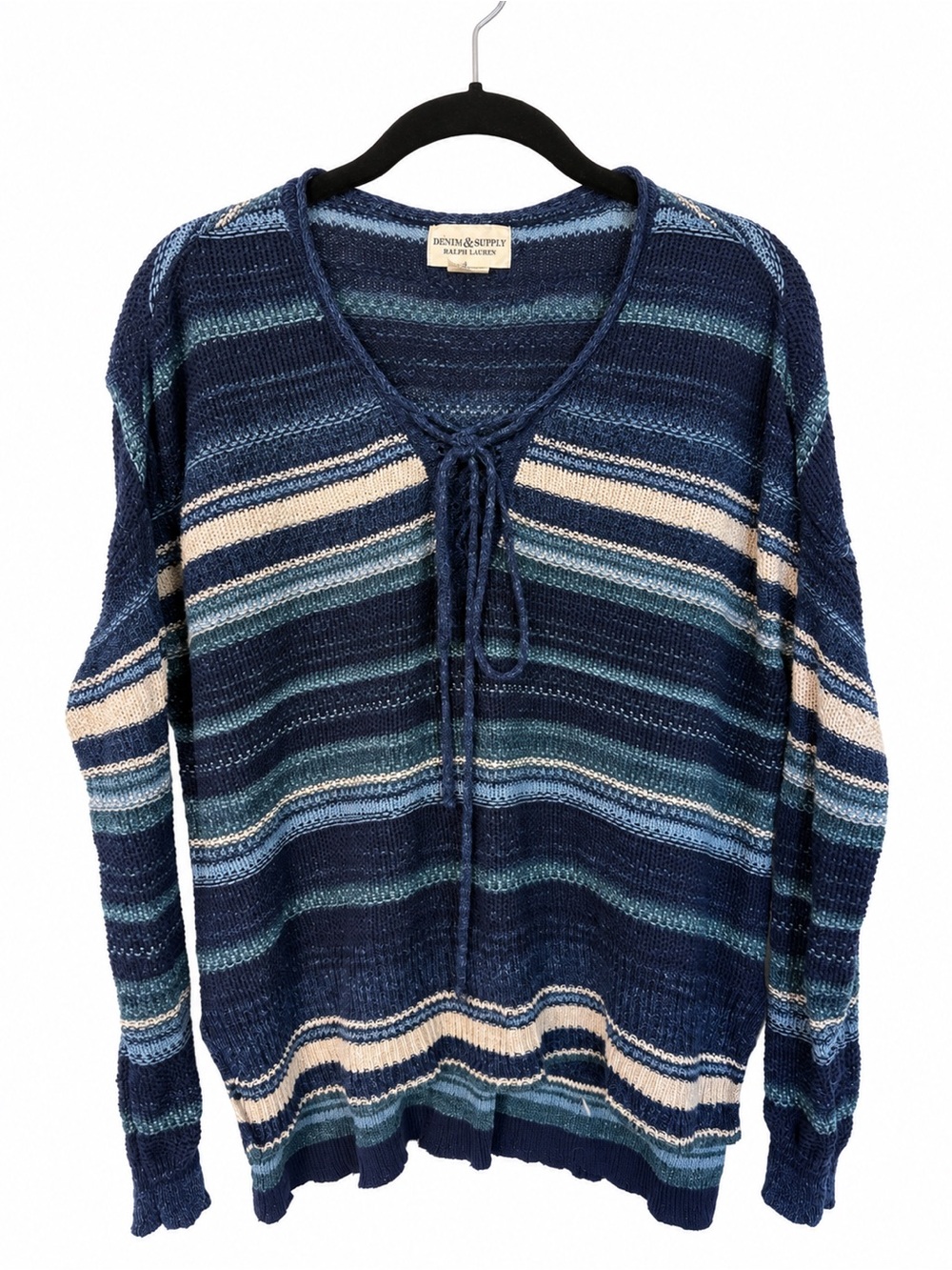 Denim & Supply Ralph Lauren Striped Knit Lace Up Sweater S/P